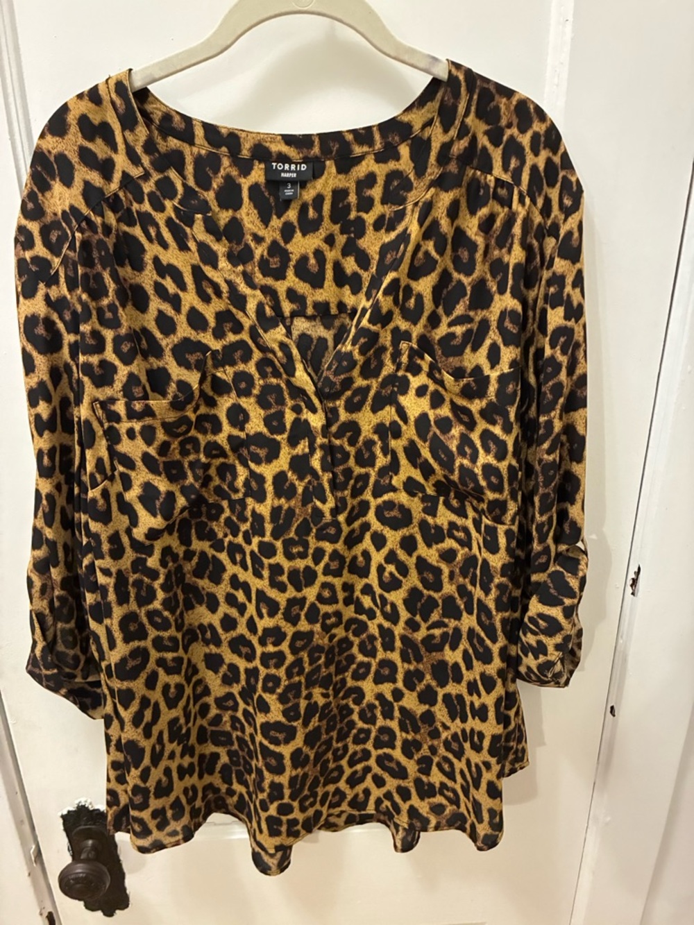 torrid Leopard-Print V-Neck Tunic in Brown and Black